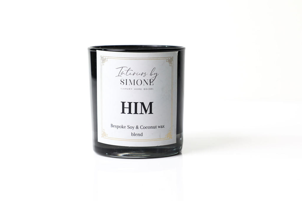 HIM 11 oz luxury candle with bold and sophisticated fragrance