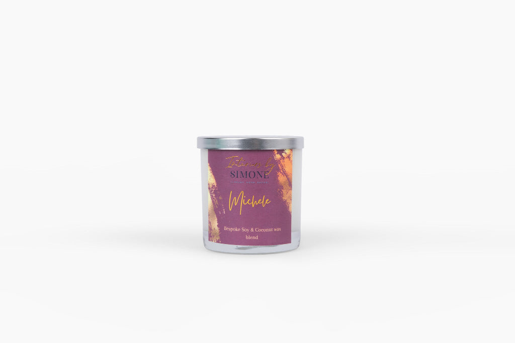 MICHELE 11 oz luxury candle with rich floral and woody notes