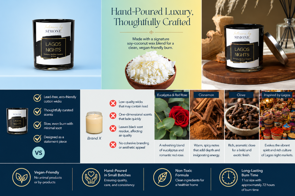 LAGOS NIGHTS 11 oz luxury candle with exotic spice and floral fragrance